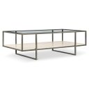 The appearance of Harlow Metal Rectangular Cocktail Table designed by Bernhardt in the modern / contemporary interior design. This bronze/white travertine stone/clear piece of furniture  was selected by 1StopBedrooms from Harlow Collection to add a touch of cosiness and style into your home. Sku: 514021. Material: Steel.