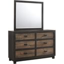 The appearance of Harrison Walnut 6 Drawer Dresser With Mirror designed by Picket House in the transitional interior design. This brown piece of furniture was selected by 1StopBedrooms from Harrison Collection to add a touch of cosiness and style into your home. Sku: HG100DR;HG100MR. Material: MDF.