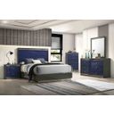 Hartlepool Queen Bed In Ash Gray and Indigo Blue