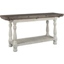 The appearance of Havalance Gray and White Large Sofa Table designed by Signature Design by Ashley in the transitional interior design. This gray and white piece of furniture  was selected by 1StopBedrooms from Havalance Collection to add a touch of cosiness and style into your home. Sku: T814-4. Material: Wood.