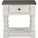 The appearance of Havalance White/Gray Square End Table designed by Signature Design by Ashley in the transitional interior design. This white/gray piece of furniture was selected by 1StopBedrooms from Havalance Collection to add a touch of cosiness and style into your home. Sku: T994-2. Material: Wood.