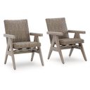 The appearance of Haven Retreat Outdoor Rocking Arm Chair Set of 2 In Beige designed by Signature Design by Ashley in the transitional interior design. This beige piece of furniture was selected by 1StopBedrooms from Haven Retreat Collection to add a touch of cosiness and style into your home. Sku: NCP690-602A. Material: Metal.