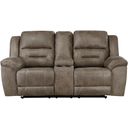 The appearance of Hazen Double Reclining Love Seat with Center Console In Brown designed by Homelegance in the modern / contemporary interior design. This brown piece of furniture  was selected by 1StopBedrooms from Hazen Collection to add a touch of cosiness and style into your home. Sku: 8538BR-2. Material: Microfiber.