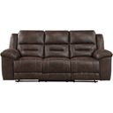 The appearance of Hazen Double Reclining Sofa In Dark Brown designed by Homelegance in the modern / contemporary interior design. This dark brown piece of furniture  was selected by 1StopBedrooms from Hazen Collection to add a touch of cosiness and style into your home. Sku: 8538DB-3. Material: Microfiber.