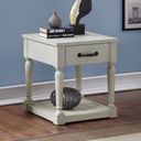 The appearance of Hemingway End Table designed by Steve Silver in the transitional interior design. This alabaster piece of furniture  was selected by 1StopBedrooms from Hemingway Collection to add a touch of cosiness and style into your home. Sku: HM100E. Material: Wood.