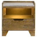 The appearance of Henderson 1-Drawer LED Nightstand Bedside Table In Medium Oak designed by Coaster in the rustic / southwestern interior design. This medium oak piece of furniture was selected by 1StopBedrooms from Henderson Collection to add a touch of cosiness and style into your home. Sku: 222972. Material: Rubberwood.