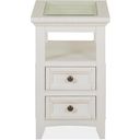 The appearance of Heron Cove Chalk White Chairside Table designed by Magnussen in the transitional interior design. This white piece of furniture was selected by 1StopBedrooms from Heron Cove Collection to add a touch of cosiness and style into your home. Sku: T4400-10. Material: Pine Veneer.