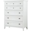 The appearance of Heron Cove Drawer Chest In Chalky White designed by Magnussen in the traditional interior design. This chalky white piece of furniture  was selected by 1StopBedrooms from Heron Cove Collection to add a touch of cosiness and style into your home. Sku: B4400-10. Material: Pine.