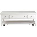 The appearance of Heron Cove Chalk White Rectangle Castered Cocktail Table designed by Magnussen in the transitional interior design. This white piece of furniture was selected by 1StopBedrooms from Heron Cove Collection to add a touch of cosiness and style into your home. Sku: T4400-43. Material: Pine Veneer.