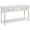 The appearance of Heron Cove Chalk White Rectangle Sofa Table designed by Magnussen in the transitional interior design. This white piece of furniture was selected by 1StopBedrooms from Heron Cove Collection to add a touch of cosiness and style into your home. Sku: T4400-73. Material: Pine Veneer.