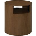 The appearance of Hidden Treasures Kin Round End Table In Coffee designed by Hammary in the transitional interior design. This coffee piece of furniture  was selected by 1StopBedrooms from Hidden Treasures Collection to add a touch of cosiness and style into your home. Sku: 090-1174. Material: Wood.