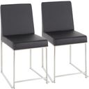 The appearance of High Back Fuji Contemporary Dining Chair In Stainless Steel And Black Faux Leather - Set Of 2 designed by Lumisource in the modern / contemporary interior design. This black piece of furniture  was selected by 1StopBedrooms from Fuji Collection to add a touch of cosiness and style into your home. Sku: DC-HBFUJI SSBK2. Material: PU.