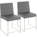 The appearance of High Back Fuji Contemporary Dining Chair In Stainless Steel And Grey Faux Leather - Set Of 2 designed by Lumisource in the modern / contemporary interior design. This grey piece of furniture was selected by 1StopBedrooms from Fuji Collection to add a touch of cosiness and style into your home. Sku: DC-HBFUJI SSGY2. Material: PU.
