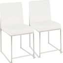 The appearance of High Back Fuji Contemporary Dining Chair In Stainless Steel And White Faux Leather - Set Of 2 designed by Lumisource in the modern / contemporary interior design. This white piece of furniture was selected by 1StopBedrooms from Fuji Collection to add a touch of cosiness and style into your home. Sku: DC-HBFUJI SSW2. Material: PU.