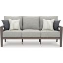 The appearance of Hillside Barn Gray/Brown Outdoor Sofa With Cushion designed by Signature Design by Ashley in the modern / contemporary interior design. This gray/brown piece of furniture was selected by 1StopBedrooms from Hillside Barn Collection to add a touch of cosiness and style into your home. Sku: P564-838. Material: Fabric.