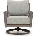 The appearance of Hillside Barn Gray/Brown Outdoor Swivel Lounge With Cushion designed by Signature Design by Ashley in the modern / contemporary interior design. This gray/brown piece of furniture was selected by 1StopBedrooms from Hillside Barn Collection to add a touch of cosiness and style into your home. Sku: P564-821. Material: Fabric.