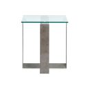 The appearance of Holden Rectangular End Table In Aged Pewter and Chrome Pucks designed by Magnussen in the modern / contemporary interior design. This aged pewter/chrome pucks piece of furniture  was selected by 1StopBedrooms from Holden Collection to add a touch of cosiness and style into your home. Sku: T6456-03. Material: Glass.