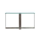 The appearance of Holden Rectangular Sofa Table In Aged Pewter and Chrome Pucks designed by Magnussen in the modern / contemporary interior design. This aged pewter/chrome pucks piece of furniture  was selected by 1StopBedrooms from Holden Collection to add a touch of cosiness and style into your home. Sku: T6456-73. Material: Glass.