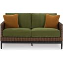The appearance of Horizon Hall Outdoor Loveseat with Cushion In Brown and Green designed by Signature Design by Ashley in the transitional interior design. This brown and green piece of furniture was selected by 1StopBedrooms from Horizon Hall Collection to add a touch of cosiness and style into your home. Sku: P572-835. Material: Fabric.