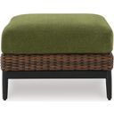 The appearance of Horizon Hall Outdoor Ottoman with Cushion In Brown and Green designed by Signature Design by Ashley in the transitional interior design. This brown and green piece of furniture was selected by 1StopBedrooms from Horizon Hall Collection to add a touch of cosiness and style into your home. Sku: P572-814. Material: Fabric.