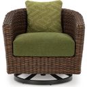 The appearance of Horizon Hall Outdoor Swivel Lounge Chair with Cushion In Brown and Green designed by Signature Design by Ashley in the transitional interior design. This brown and green piece of furniture was selected by 1StopBedrooms from Horizon Hall Collection to add a touch of cosiness and style into your home. Sku: P572-821. Material: Fabric.
