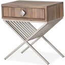 The appearance of Hudson Ferry Driftwood Nightstand designed by Michael Amini in the rustic / southwestern interior design. This driftwood piece of furniture was selected by 1StopBedrooms from Hudson Ferry Collection to add a touch of cosiness and style into your home. Sku: KI-HUDF040-216. Material: Acacia Wood.