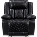 The appearance of Huron Power Reclining Chair with LED and Charging Ports In Black designed by Homelegance in the modern / contemporary interior design. This black piece of furniture was selected by 1StopBedrooms from Huron Collection to add a touch of cosiness and style into your home. Sku: 8457BLK-1PW. Material: Faux Leather.