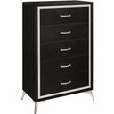 The appearance of Huxley Chest In Black designed by New Classic in the modern / contemporary interior design. This black piece of furniture  was selected by 1StopBedrooms from Huxley Collection to add a touch of cosiness and style into your home. Sku: B3365-070. Material: Wood.
