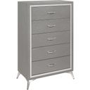 The appearance of Huxley Chest In Gray designed by New Classic in the modern / contemporary interior design. This gray piece of furniture was selected by 1StopBedrooms from Huxley Collection to add a touch of cosiness and style into your home. Sku: B3365G-070. Material: Wood.