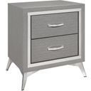 The appearance of Huxley Nightstand In Gray designed by New Classic in the modern / contemporary interior design. This gray piece of furniture was selected by 1StopBedrooms from Huxley Collection to add a touch of cosiness and style into your home. Sku: B3365G-040. Material: Wood.