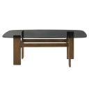 The appearance of Ileena 79 Inch Rectangle Wood Dining Table with Tempered Glass Top In Euro Gray and Walnut designed by Armen Living in the transitional interior design. This euro gray/walnut piece of furniture  was selected by 1StopBedrooms from Ileena Collection to add a touch of cosiness and style into your home. Sku: LCIEDIGRTOP;LCIEWABA. Table Top Shape: Rectangular. Size: 30" x 79". Material: Tempered Glass.