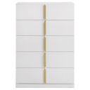 Ines 5-Drawer Bedroom Chest of Drawers In White High Gloss