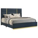 Ines 52-Inch Fabric Upholstered Queen Panel Bed In Navy