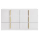 Ines 6-Drawer Bedroom Dresser Cabinet In White High Gloss