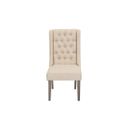Israel Dining Chair with Tufted Seat In Beige Linen and Rustic Gray
