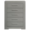 The appearance of Ives 5-Drawer Bedroom Chest of Drawers In Grey High Gloss designed by Coaster in the modern / contemporary interior design. This grey high gloss piece of furniture was selected by 1StopBedrooms from Ives Collection to add a touch of cosiness and style into your home. Sku: 224975. Material: MDF.