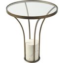 The appearance of Jacinta End Table In Gold designed by Mercana in the modern / contemporary interior design. This gold piece of furniture was selected by 1StopBedrooms from Jacinta Collection to add a touch of cosiness and style into your home. Sku: 69053-AB. Material: Iron.