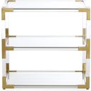 The appearance of Jacques Two-Tier Side Table In Brass and Clear Acrylic designed by Jonathan Adler in the modern / contemporary interior design. This brass and clear acrylic piece of furniture  was selected by 1StopBedrooms from Jacques Collection to add a touch of cosiness and style into your home. Sku: 17472. Material: Acrylic.