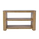 The appearance of Janzen 50 Inch Sofa Console Table with Open Storage Shelves In Cascade Oak and Brown designed by Jofran in the modern / contemporary interior design. This cascade oak/brown piece of furniture  was selected by 1StopBedrooms from Janzen Collection to add a touch of cosiness and style into your home. Sku: 2534-4. Material: Rubberwood.