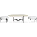 The appearance of Jennings Oval Cocktail Table With 2 Ottomans In Edgecomb Grey and Weathered Antique Nickel designed by Magnussen in the modern / contemporary interior design. This edgecomb grey and weathered antique nickel piece of furniture  was selected by 1StopBedrooms from Jennings Collection to add a touch of cosiness and style into your home. Sku: T5927-47. Material: Oak Veneer.