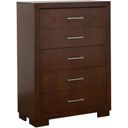 The appearance of Jessica 5-drawer Chest Cappuccino designed by Coaster in the modern / contemporary interior design. This cappuccino piece of furniture  was selected by 1StopBedrooms from Jessica Collection to add a touch of cosiness and style into your home. Sku: 200715. Material: Wood.