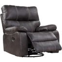 The appearance of Jessie James Swivel Gliding Recliner In Dark Graphite designed by Emerald Home Furnishings in the modern / contemporary interior design. This graphite piece of furniture was selected by 1StopBedrooms from Jessie James Collection to add a touch of cosiness and style into your home. Sku: U7130-04-03. Material: Wood.