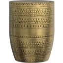 Johnsen 15 Inch Wide Tribal Pattern Metal Accent Table In Antique Gold