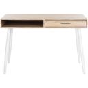The appearance of Jorja 1 Drawer 1 Shelf Desk In Natural and White designed by Safavieh in the modern / contemporary interior design. This natural and white piece of furniture  was selected by 1StopBedrooms from Jorja Collection to add a touch of cosiness and style into your home. Sku: DSK2200A. Material: Metal.