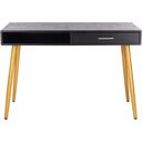 The appearance of Jorja 1 Drawer 1 Shelf Desk In Black and Gold designed by Safavieh in the modern / contemporary interior design. This black and gold piece of furniture  was selected by 1StopBedrooms from Jorja Collection to add a touch of cosiness and style into your home. Sku: DSK2200B. Material: Metal.