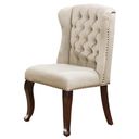 Juanita Upholstered Dining Chair In Beige Linen Fabric and Cappuccino