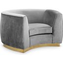 Julian Velvet Chair In Grey/Gold