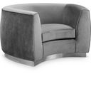 Julian Velvet Chair In Grey/Chrome