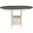 The appearance of Junipero Antique White And Rosy Brown Extendable Counter Height Dining Table designed by Homelegance in the transitional interior design. This brown piece of furniture was selected by 1StopBedrooms from Junipero Collection to add a touch of cosiness and style into your home. Sku: 2423W-36. Table Top Shape: Oval. Material: Wood. Size: 42" x 42".