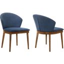The appearance of Juno Blue Fabric and Walnut Wood Dining Side Chair Set of 2 designed by Armen Living in the modern / contemporary interior design. This blue piece of furniture was selected by 1StopBedrooms from Juno Collection to add a touch of cosiness and style into your home. Sku: LCJNSIWABLU. Material: Rubberwood.